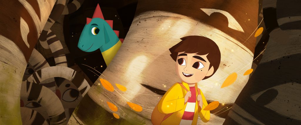 MY FATHER'S DRAGON - From five-time Academy Award®-nominated animation studio Cartoon Saloon (The Secret of Kells, Song of the Sea, Wolfwalkers) and Academy Award®-nominated director Nora Twomey (The Breadwinner), comes an exquisite film inspired by the Newbery-honored children’s book from author Ruth Stiles Gannett. Struggling to cope after a move to the city with his mother, Elmer (Jacob Tremblay) runs away in search of Wild Island and a young dragon called Boris (Gaten Matarazzo) who waits to be rescued. Elmer's adventures introduce him to ferocious beasts, a mysterious island and the friendship of a lifetime. Cr: Netflix © 2022